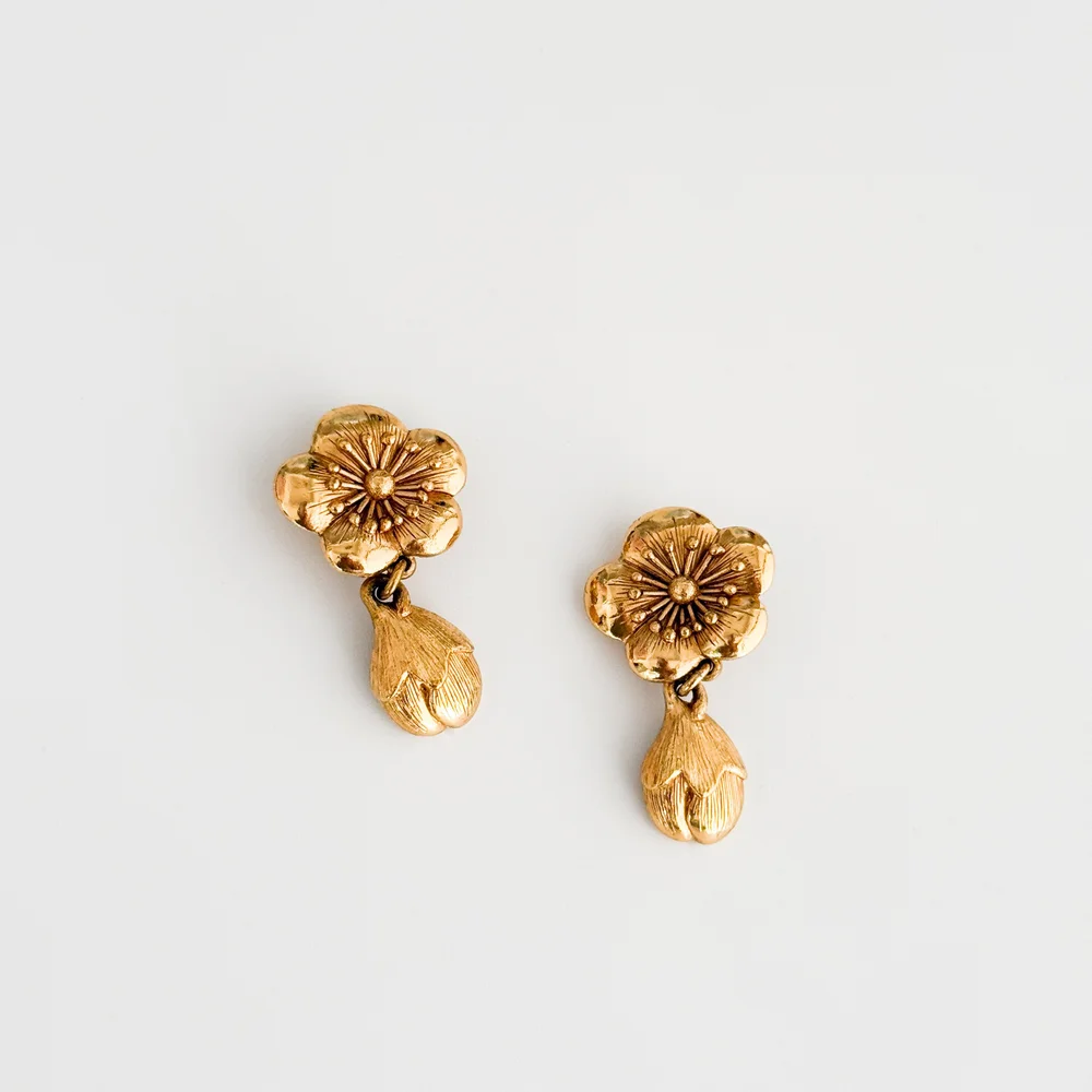 Kenzo Cherry Blossom Drop Clip-On Earrings — sororité.